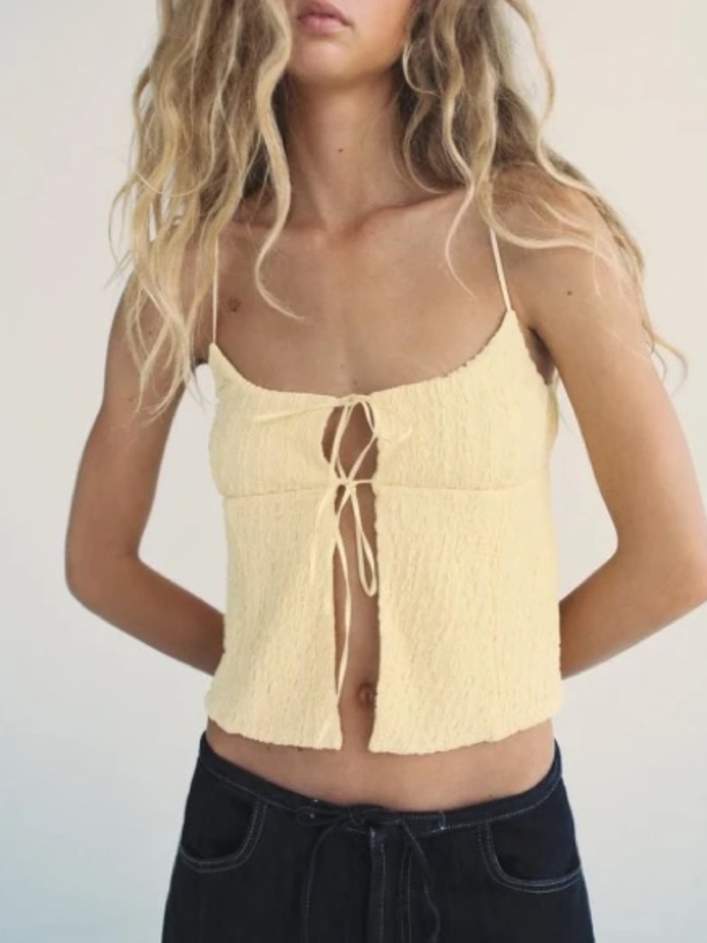 Zara Ruffled Textured Crop Top - Picture 2 of 8